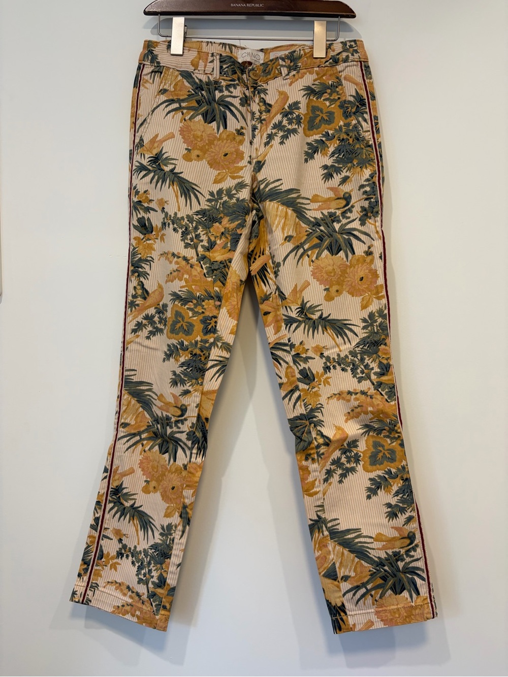 Anthropologie Botanical Print Straight-Leg Chinos